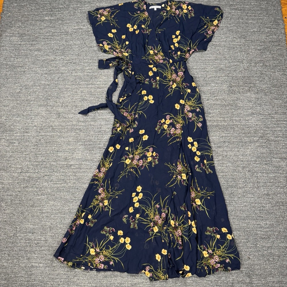 Reformation Winslow Wrap Maxi Dress Women XS Petite V-Neck Floral Event Crepe